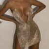 sparkly sexy metallic mini dress