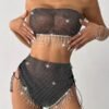 fishnet fringe shorts set