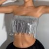 fringe sequin halter top