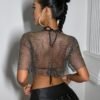 fishnet see through crop top