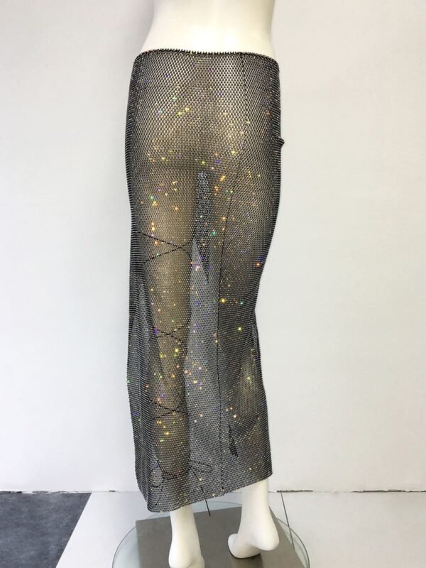 black mesh skirt with rhinestones